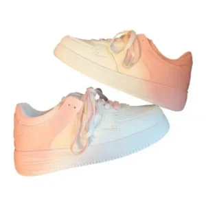 Techtreezone Women Fashion Round Toe Gradient Platform Sneakers