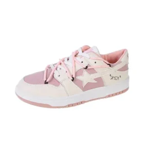 Techtreezone Women Fashion Low Top Flat Retro Sneakers